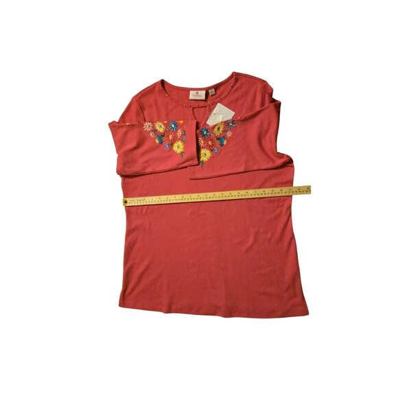 Quaker Factory NWT Pink L Embroidered Sleeve Boho Bohemian Cottage Core - Picture 5 of 5